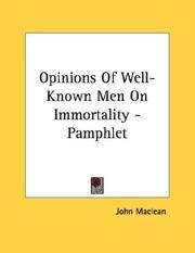 Cover of: Opinions Of Well-Known Men On Immortality - Pamphlet