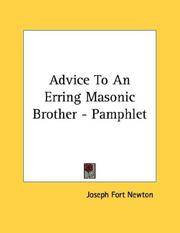 Cover of: Advice To An Erring Masonic Brother - Pamphlet