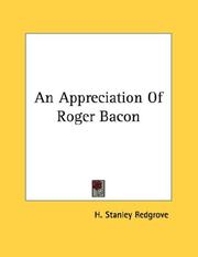 Cover of: An Appreciation Of Roger Bacon | H. Stanley Redgrove