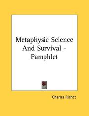 Cover of: Metaphysic Science And Survival - Pamphlet by Charles Richet