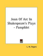 Cover of: Joan Of Arc In Shakespeare's Plays - Pamphlet