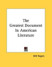 Cover of: The Greatest Document In American Literature