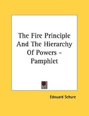 Cover of: The Fire Principle And The Hierarchy Of Powers - Pamphlet by Edouard Schure