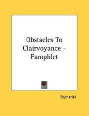 Cover of: Obstacles To Clairvoyance - Pamphlet