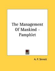Cover of: The Management Of Mankind - Pamphlet by Alfred Percy Sinnett