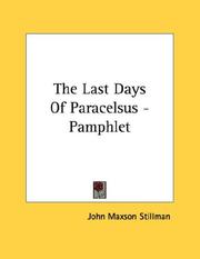 Cover of: The Last Days Of Paracelsus - Pamphlet