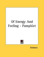 Cover of: Of Energy And Feeling - Pamphlet