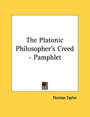 Cover of: The Platonic Philosopher's Creed - Pamphlet