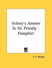 Cover of: Volney's Answer To Dr. Priestly - Pamphlet