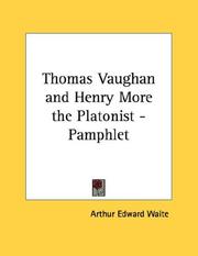 Cover of: Thomas Vaughan and Henry More the Platonist - Pamphlet