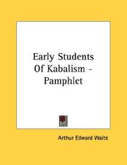 Cover of: Early Students Of Kabalism - Pamphlet