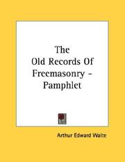Cover of: The Old Records Of Freemasonry - Pamphlet