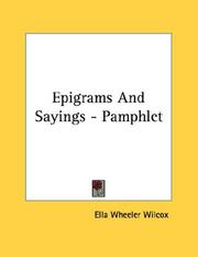 Cover of: Epigrams And Sayings - Pamphlet