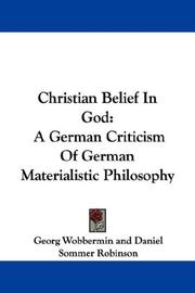 Christian Belief In God by Georg Wobbermin