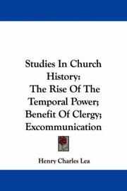 Cover of: Studies In Church History by Henry Charles Lea