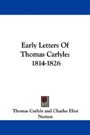 Cover of: Early Letters Of Thomas Carlyle by Thomas Carlyle
