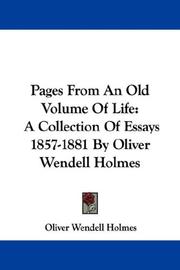 Cover of: Pages From An Old Volume Of Life by Oliver Wendell Holmes, Sr.