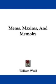 Cover of: Mems. Maxims, And Memoirs