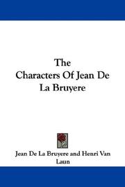 Cover of: The Characters Of Jean De La Bruyere