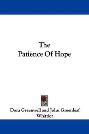 Cover of: The Patience Of Hope by Dora Greenwell
