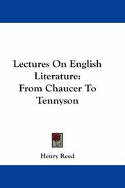 Cover of: Lectures On English Literature: From Chaucer To Tennyson