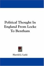 Cover of: Political Thought In England From Locke To Bentham by Harold Joseph Laski