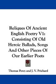 Cover of: Reliques Of Ancient English Poetry V1 by Thomas Percy
