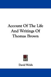 Cover of: Account Of The Life And Writings Of Thomas Brown