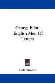 Cover of: George Eliot: English Men Of Letters