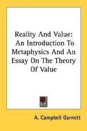 Reality And Value by A. Campbell Garnett