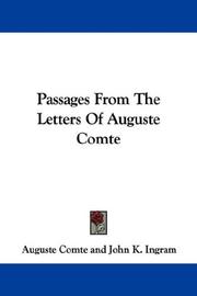 Cover of: Passages From The Letters Of Auguste Comte by Auguste Comte