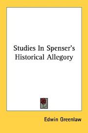 Cover of: Studies In Spenser's Historical Allegory (Johns Hopkins Monographs in Literary History)