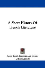 Cover of: A Short History Of French Literature