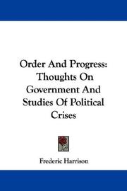 Cover of: Order And Progress by Frederic Harrison