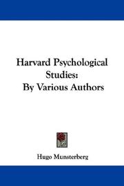 Cover of: Harvard Psychological Studies by Hugo Munsterberg