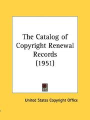 Cover of: The Catalog of Copyright Renewal Records (1951)
