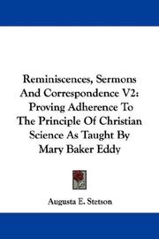 Cover of: Reminiscences, Sermons And Correspondence V2 by Stetson, Augusta E.