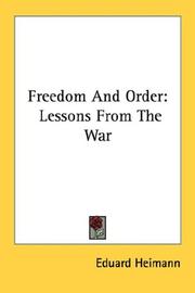Cover of: Freedom And Order by Eduard Heimann