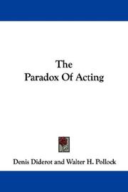 Cover of: The Paradox Of Acting by Denis Diderot