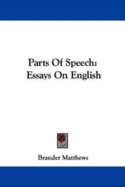 Cover of: Parts Of Speech by Brander Matthews