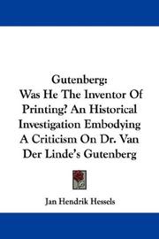 Cover of: Gutenberg by Jan Hendrik Hessels, Jan Hendrik Hessels