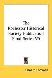 Cover of: The Rochester Historical Society Publication Fund Series V9