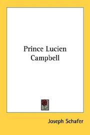 Cover of: Prince Lucien Campbell by Joseph Schafer undifferentiated