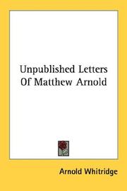 Cover of: Unpublished Letters Of Matthew Arnold