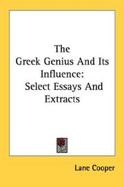 Cover of: The Greek Genius And Its Influence | Lane Cooper