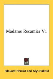 Cover of: Madame Recamier V1 by Edouard Herriot