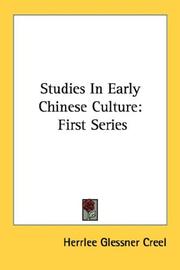 Cover of: Studies In Early Chinese Culture by Herrlee Glessner Creel