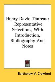 Cover of: Henry David Thoreau: Representative Selections, With Introduction, Bibliography And Notes