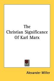 Cover of: The Christian Significance Of Karl Marx