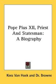 Cover of: Pope Pius XII, Priest And Statesman: A Biography